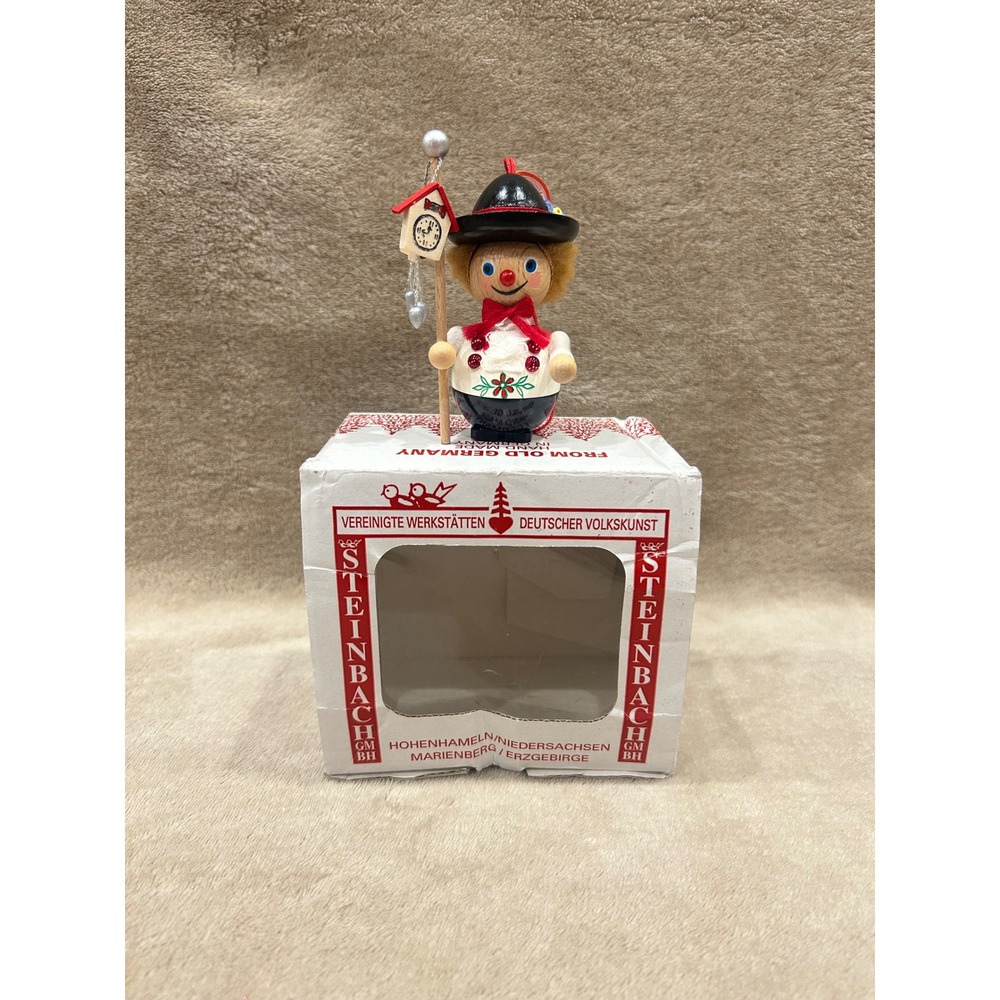 Vintage Steinbach Wooden Ornament Clock Maker Cuckoo Clock Germany MIB